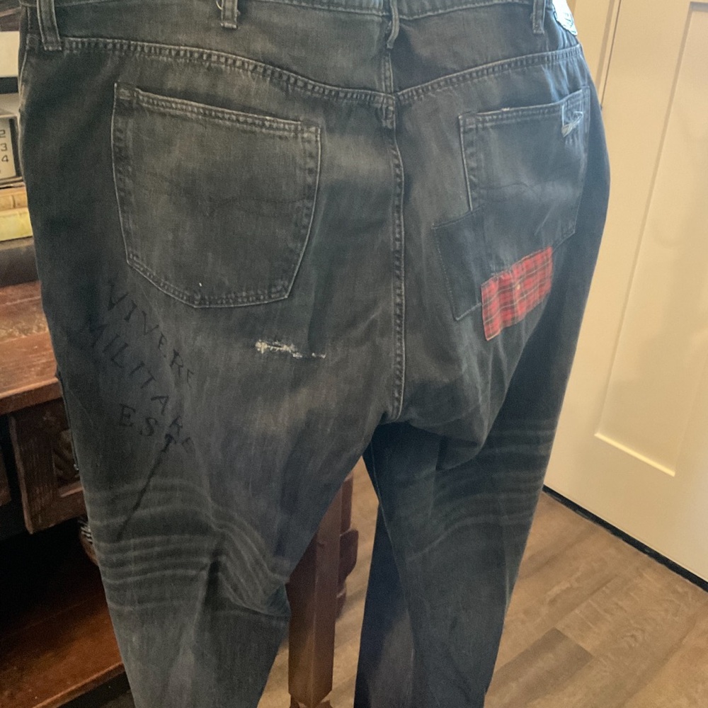 Polo by Ralph Lauren Distressed Patchwork Black Straight Jeans - Picture 3 of 6